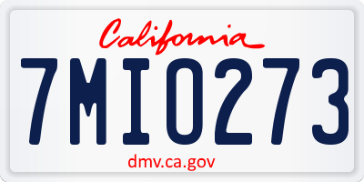 CA license plate 7MIO273