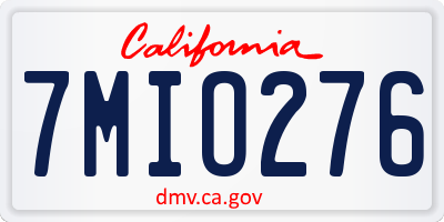 CA license plate 7MIO276