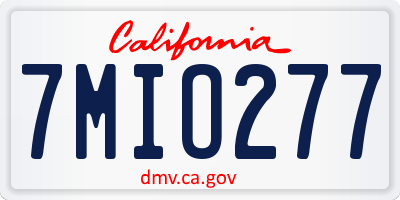 CA license plate 7MIO277