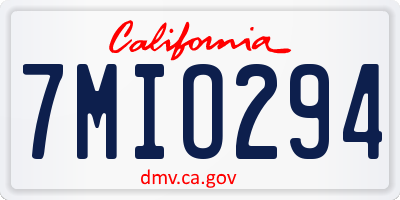 CA license plate 7MIO294