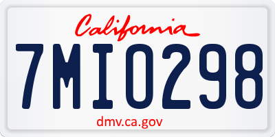 CA license plate 7MIO298