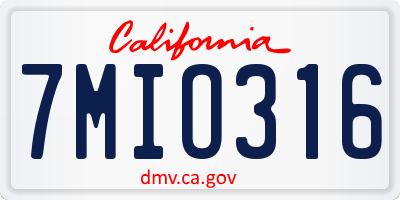 CA license plate 7MIO316