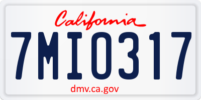 CA license plate 7MIO317