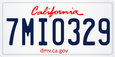 CA license plate 7MIO329