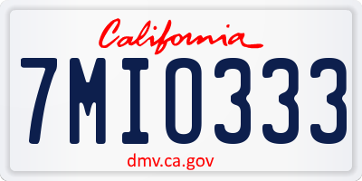 CA license plate 7MIO333