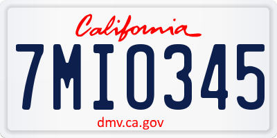 CA license plate 7MIO345