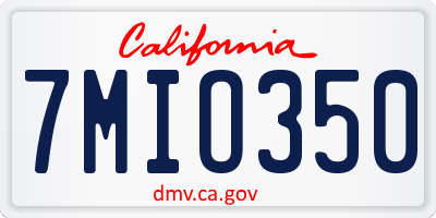 CA license plate 7MIO350