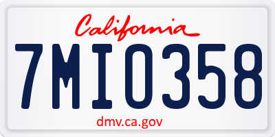 CA license plate 7MIO358