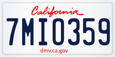 CA license plate 7MIO359