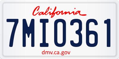 CA license plate 7MIO361
