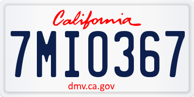 CA license plate 7MIO367