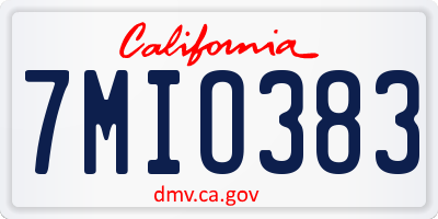 CA license plate 7MIO383