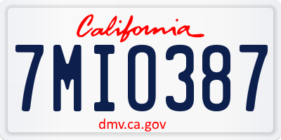 CA license plate 7MIO387
