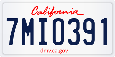 CA license plate 7MIO391