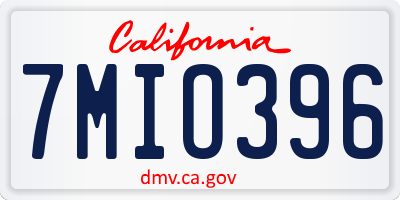 CA license plate 7MIO396