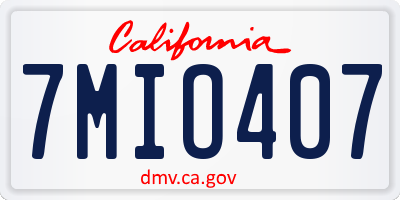CA license plate 7MIO407