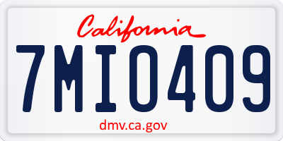 CA license plate 7MIO409
