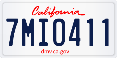 CA license plate 7MIO411