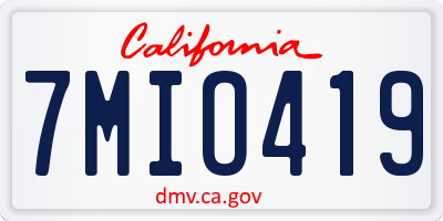 CA license plate 7MIO419