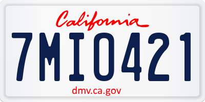 CA license plate 7MIO421