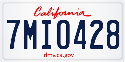 CA license plate 7MIO428