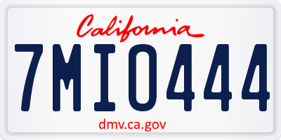 CA license plate 7MIO444