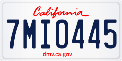 CA license plate 7MIO445