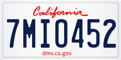 CA license plate 7MIO452