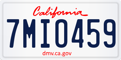 CA license plate 7MIO459