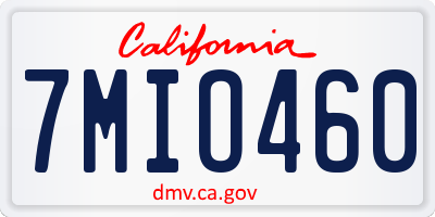 CA license plate 7MIO460