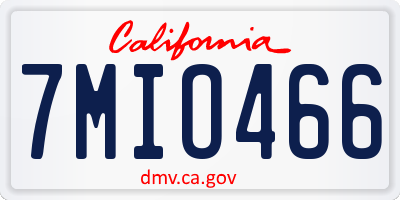 CA license plate 7MIO466