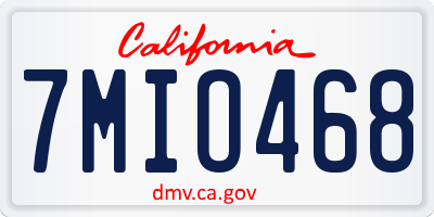 CA license plate 7MIO468