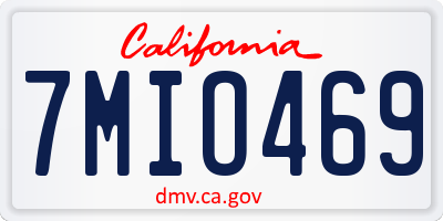 CA license plate 7MIO469