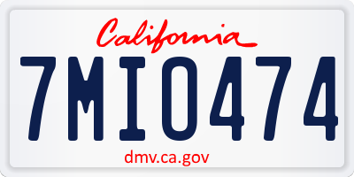 CA license plate 7MIO474