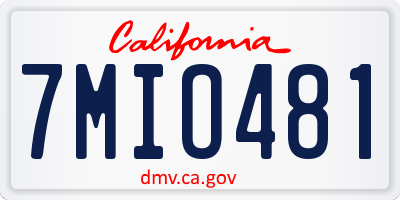 CA license plate 7MIO481
