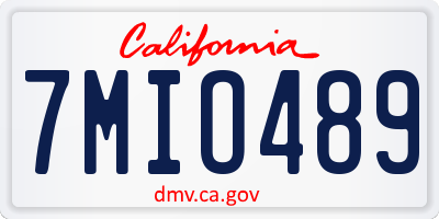 CA license plate 7MIO489