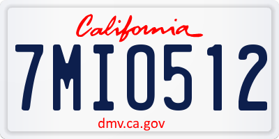 CA license plate 7MIO512