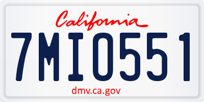 CA license plate 7MIO551