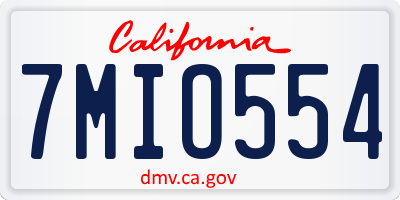 CA license plate 7MIO554