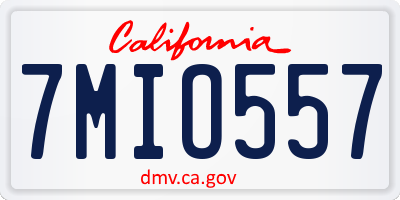 CA license plate 7MIO557