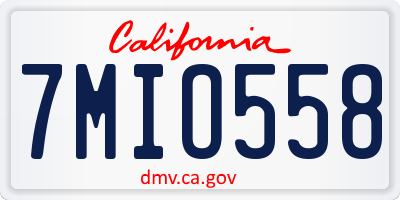 CA license plate 7MIO558
