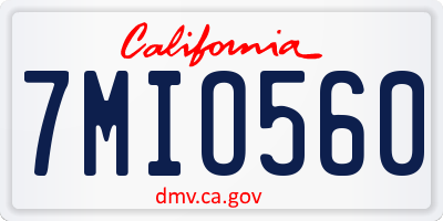 CA license plate 7MIO560
