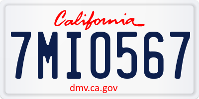 CA license plate 7MIO567