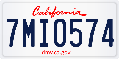 CA license plate 7MIO574