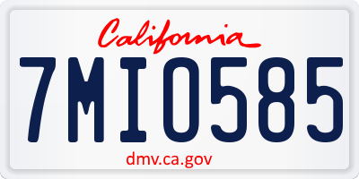 CA license plate 7MIO585