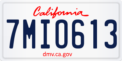 CA license plate 7MIO613