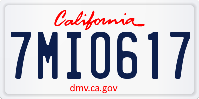 CA license plate 7MIO617