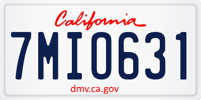 CA license plate 7MIO631