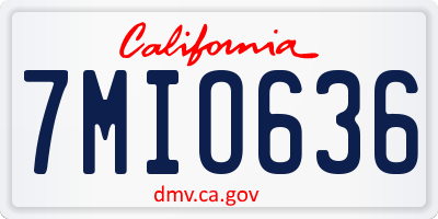 CA license plate 7MIO636
