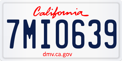 CA license plate 7MIO639
